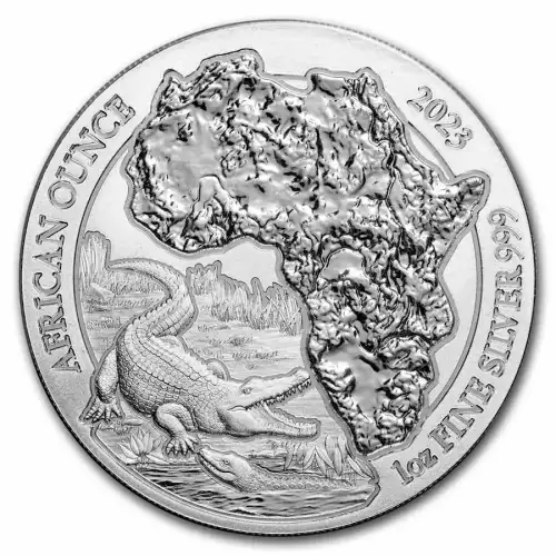 2023 1 oz Rwanda African Wildlife Series - Nile Crocodile .999 Silver BU Coin