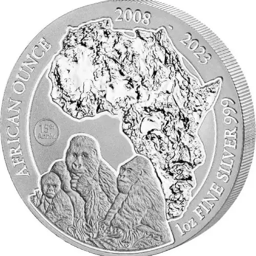 2023 1oz Rwanda .999 Silver Mountain Gorilla BU Coin