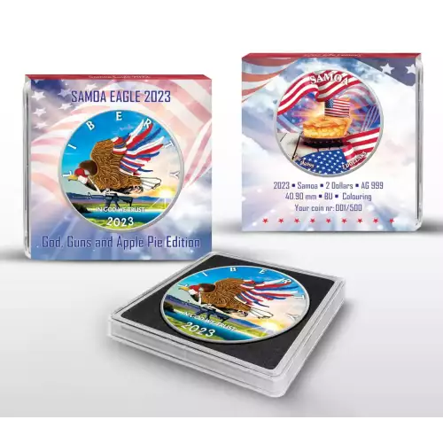 2023 1oz Samoa Eagle God, Guns & Apple Pie Edition .999 Silver Coin (2)
