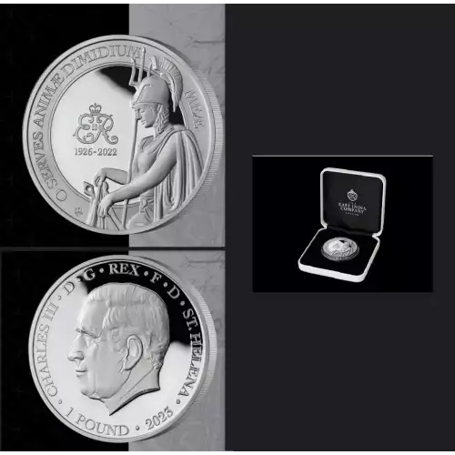 2023 1oz St. Helena Queen's Britannia Memorial Proof .999 Silver Coin 