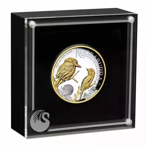 2023 2oz Australian Perth Mint .9999 Silver High Relief Gilded Kookaburra Coin (2)