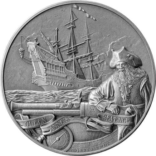 2023 2oz Barbados Captain's of Fortune Queen Anne's Revenge .999 Silver Coin