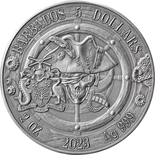 2023 2oz Barbados Captain's of Fortune Queen Anne's Revenge .999 Silver Coin (3)