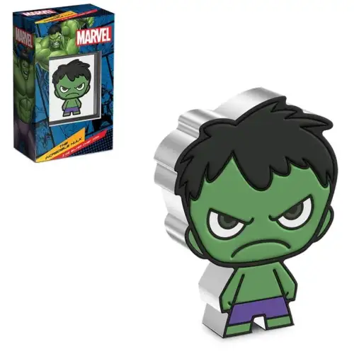 2023 2oz Niue Marvel The Incredible Hulk Chibi .999 Silver Colorized Coin in OGP