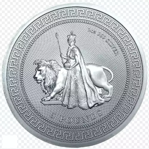 2023 2oz Royal Mint silver coin 5 £ Pound Tristan da Cunha Queen Elizabeth and the Lion (2)