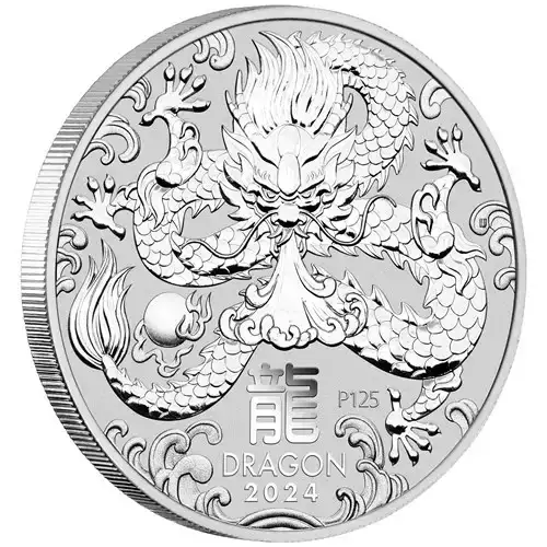 2024 1/2 oz Australia Perth Mint Lunar Series III - Year of the Dragon .9999 Silver BU Coin (2)