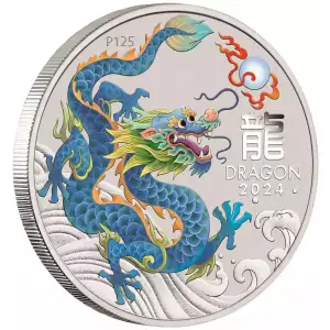 2024 1/2oz Australia Lunar Series III TEAL DRAGON - Year of the Dragon .9999 Silver Coloured BU Coin (4)