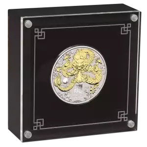 2024 1 oz Australian Lunar Series III - Year of the Dragon .9999 Silver Gilded Coin (3)