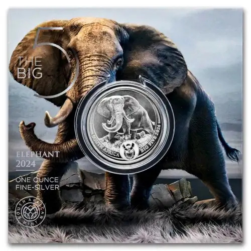 2024 1 oz South Africa Big Five Series III Elephant .999 Silver Coin BU (In Card) (4)