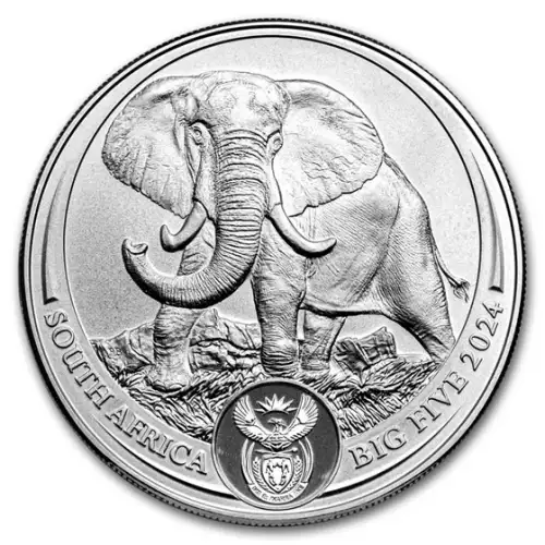 2024 1 oz South Africa Big Five Series III Elephant .999 Silver Coin BU (In Card)