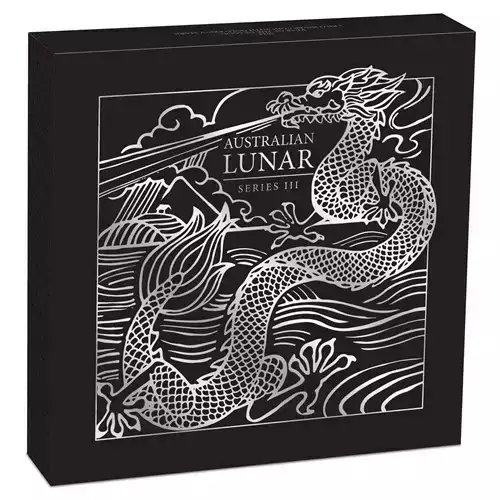 2024 1kg Australia Perth Mint Lunar Series III - Year of the Dragon .9999 Silver Coloured Coin w/ Gold Privy Mark (4)
