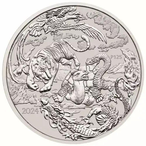 2024 1oz Australia Chinese Myths and Legends - Four Guardians .9999 Silver BU Coin