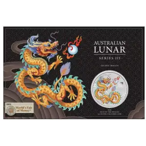 2024 1oz Australia Lunar Series III Year of the Dragon-Golden Dragon .9999 Silver Colored Coin In Card WFOM ANA Special (4)