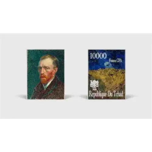 2024 2.5oz Chad Self-Portrait 1887 by Vincent Van Gogh .999 Silver Coin (2)