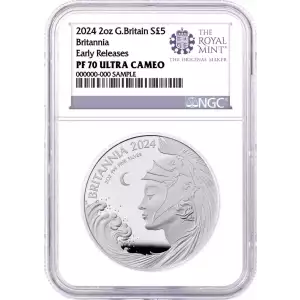 2024 2oz Royal Mint Britannia Proof .999 Silver Coin NGC PF 70 Ultra Cameo  (2)