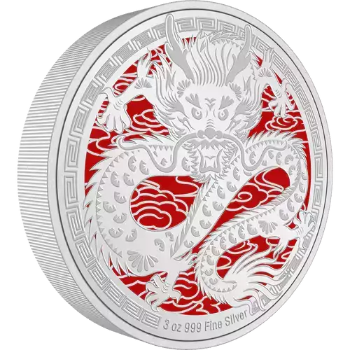2024 3oz Niue Lunar Year of the Dragon .999 Silver Coin