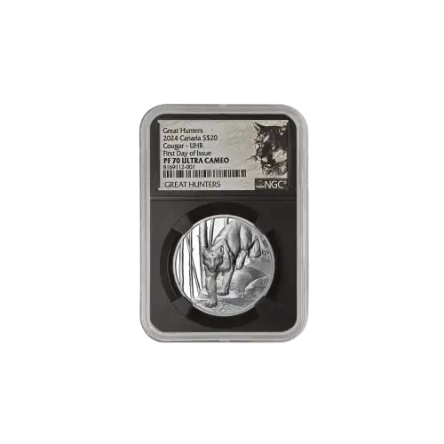2024 Canada RCM 1oz Silver Great Hunters: Cougar UHR NGC PF70 UC First Day of Production w/ Black Core & Cougar Label (2)