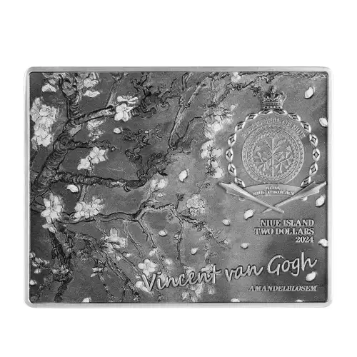 2024 Niue Almond Blossom 1890 by Vincent Van Gogh 90x70mm 1 oz Silver coin w/14 oz Copper Core (4)