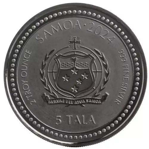 2024 Samoa 2oz Scottsdale Mint .999 Silver Year of the Dragon Coin Rhodium Plated (2)
