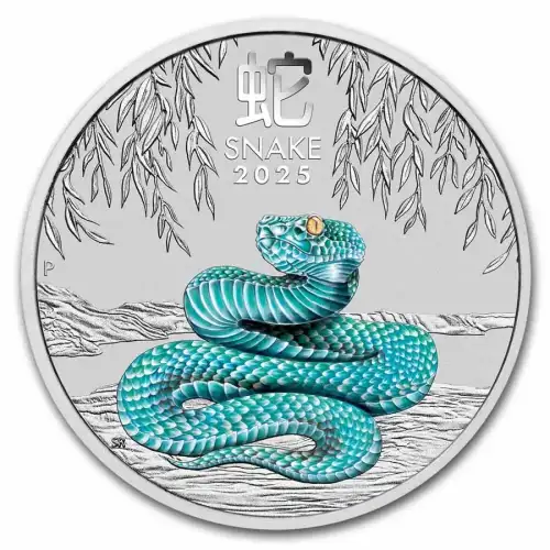 2025 1/2oz Australia Perth Mint Lunar Series III: Year of the Snake Colorized .9999 Silver Coin (4)