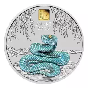 2025 1kg Australia Perth Mint Lunar Series III: Year of the Snake Colored .9999 Silver Coin with Gold Privy Mark (5)