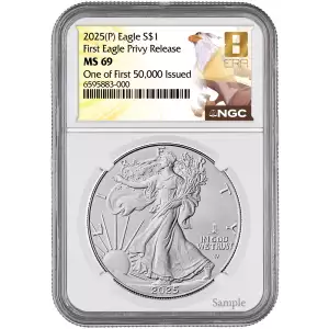 2025 1oz American Silver Eagle Eagle Privy NGC MS69 Eighth Era Label (1 of First 50,000) (2)