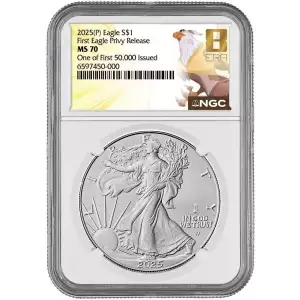 2025 1oz American Silver Eagle Eagle Privy NGC MS70 Eighth Era Label (1 of First 50,000) (2)