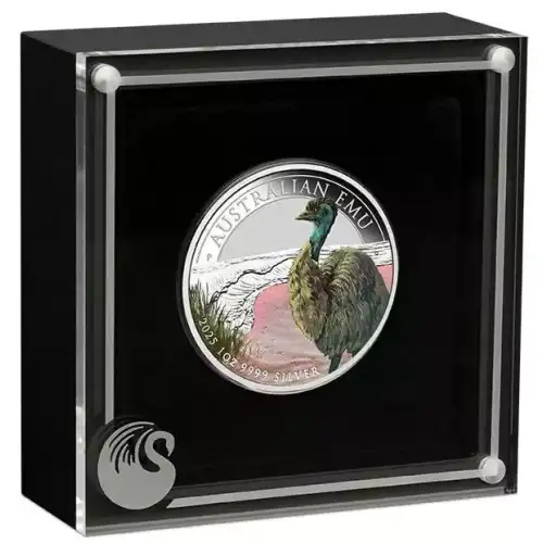 2025 1oz Australia Perth Mint Emu .9999 Silver Coloured Coin (2)