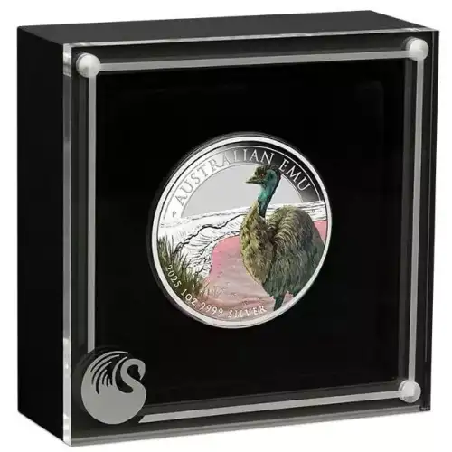 2025 1oz Australia Perth Mint Emu .9999 Silver Coloured Coin (2)