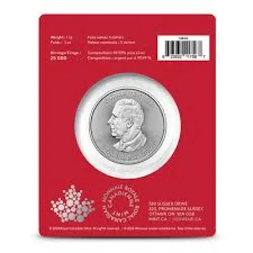2025 1oz Canada Treasured Maple Leaf w/ Year of the Snake Privy Mark .9999 Silver BU Coin in Assay  (2)