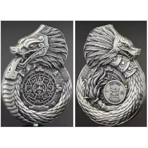 2025 1oz Fiji Dragons of the World: Aztec-Mayan .999 Silver BU Coin