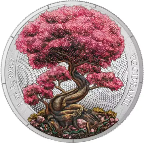 2025 1oz Germania Mythical Forest: Spring Yggdrasil Colorized .9999 Silver Round