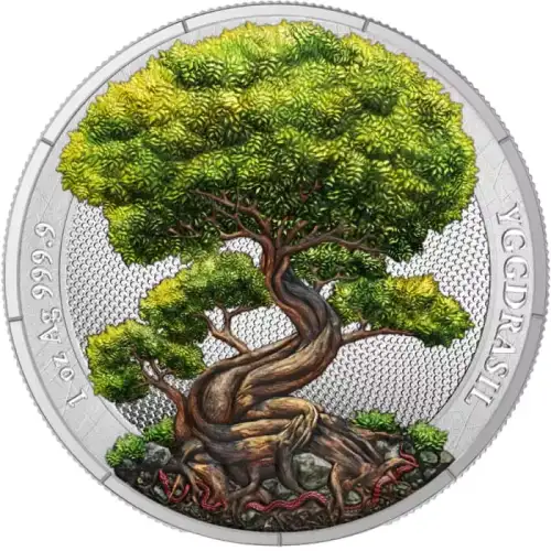 2025 1oz Germania Mythical Forest: Summer Yggdrasil Colorized .9999 Silver Round