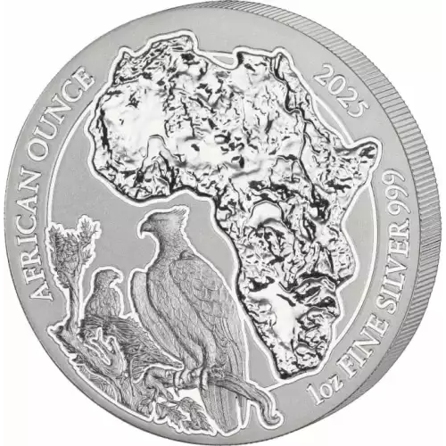 2025 1oz Rwanda African Ounce Series - Martial Eagle BU .999 Silver Coin