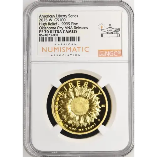 2025 1oz US Mint American Liberty Sunflower Gold Coin NGC PF70 Ultra Cameo - First Day - ANA Label