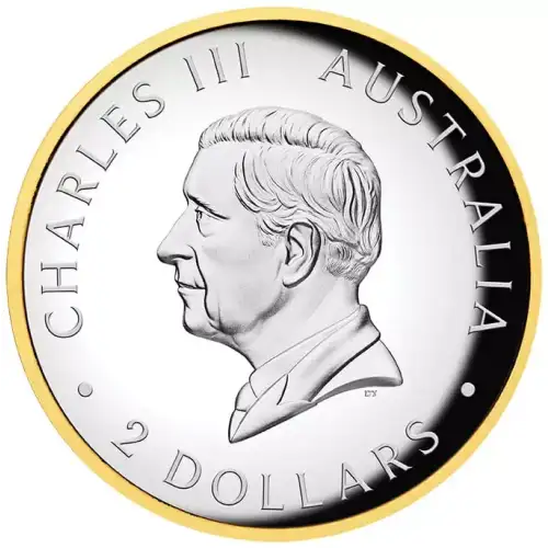2025 2oz Australia Perth Mint Kookaburra HR Gilded Proof .9999 Silver Coin (2)