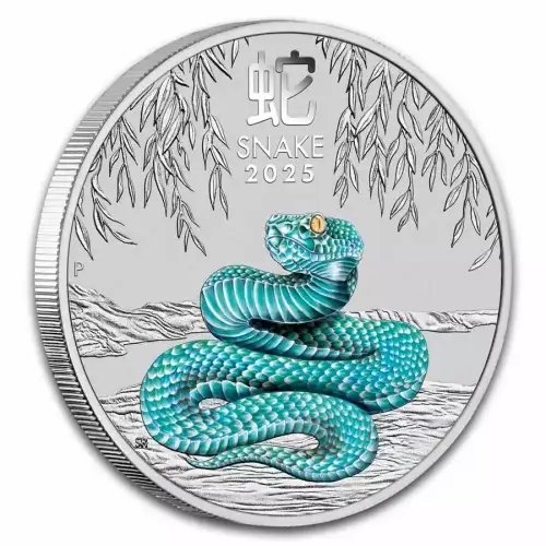 2025 2oz Australia Perth Mint Lunar Series III: Year of the Snake Colorized .9999 Silver Coin (4)