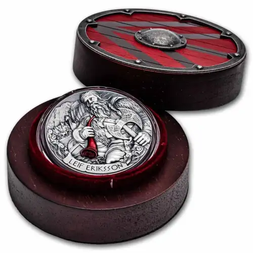 2025 2oz Cameroon The Way To Valhalla Leif Eriksson .999 Silver Coin (2)