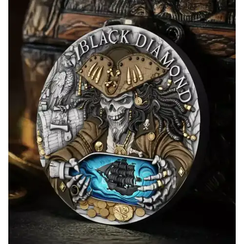 2025 2oz Niue Pirates Black Diamond Colorized .999 Silver Coin (2)