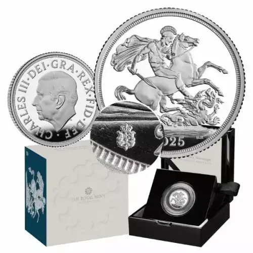 2025 Royal Mint Proof Sovereign w/ Shield Privy .999 Silver Coin W/ OGP & COA