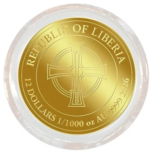 2026 1/1000th oz Liberia Archangel Michael .9999 Gold Coin in Card (4)