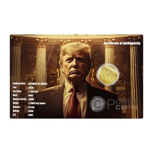 2026 1/1000th oz Liberia TRUMP 250th Anniversary .9999 Gold Coin in Card (2)