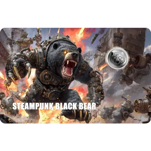2026 1/1000th oz Steampunk Black Bear .9999 Platinum Coin in Card
