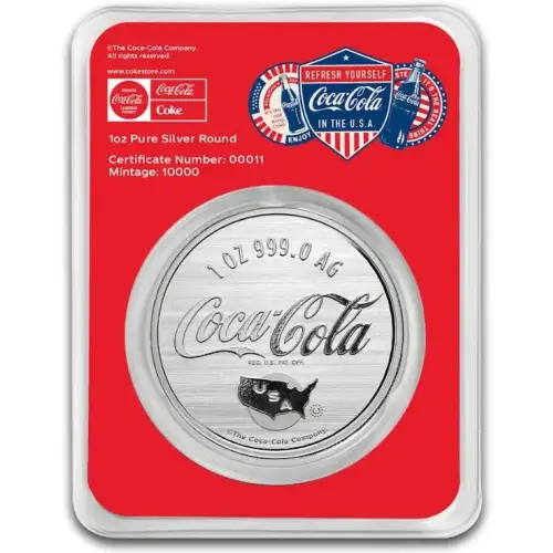 2026 1 oz Coca Cola Americana .999 Silver Proof-like Coloured Round in TEP (2)
