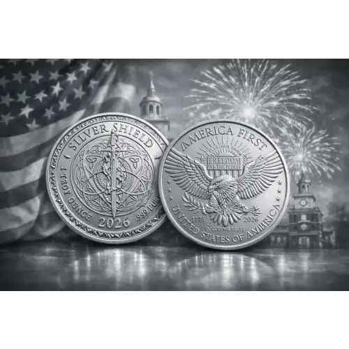2026 1 oz GSM Silver Shield America First V2 .999 Silver BU Round