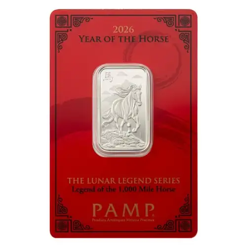 2026 10g PAMP Lunar Legends 1000 mi Horse .999 Silver bar in Assay