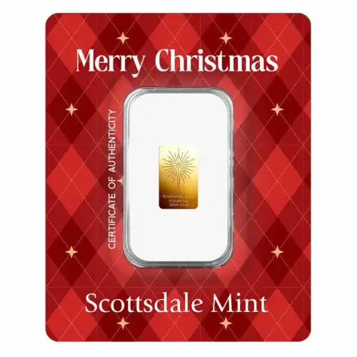 2026 1/100th oz Scottsdale Mint Merry Christmas Star of Bethlehem .9999 Gold Bar in Certi-Lock Assay