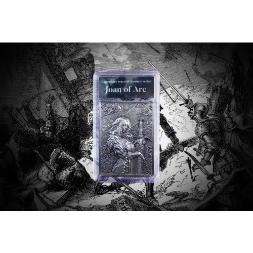 2026 1oz Samoa Legendary Warrior Women Series Joan of Arc .999 Silver High Relief Antique Coin Bar (2)