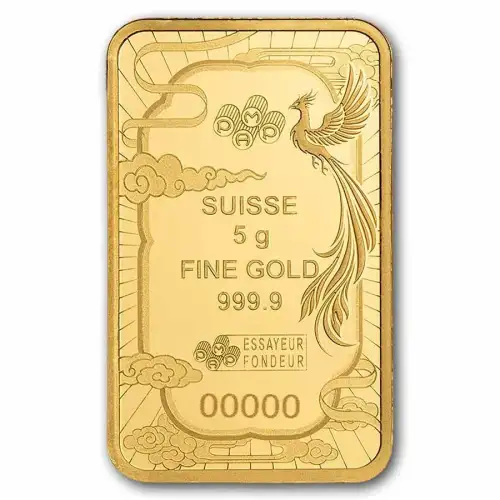 2026 5 gram PAMP Suisse Good Luck Pheonix .9999 Gold Bar in Assay