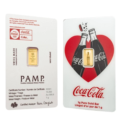 2026 PAMP Coca Cola Valentine 1g .9999 Gold Bar